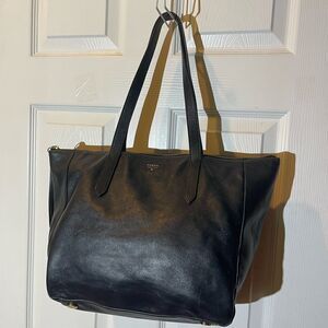 Fossil Sydney leather Navy Blue medium tote with silver tone hardwares